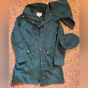 Cole Haan Women's Dark Teal Trench Coat with Removable Hood